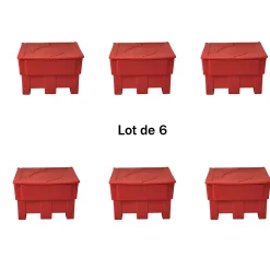 Bac à sable incendie/ à sel de déneigement 300l- lot de 6