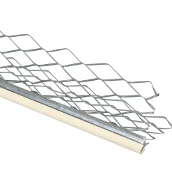 Baguette d’angle extérieur en acier galvanisé avec cordon PVC sable 3 000 x 35 x 35 mm