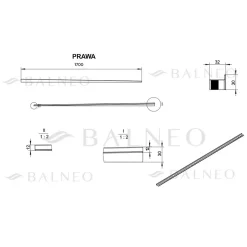 Balneo Barre de pente de sol droite pour receveur 170 cm doré INOX Acier inoxydable