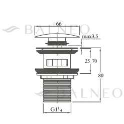 Balneo Bonde clic-clac avec trop-plein, pour lavabo, finition chrome, laiton