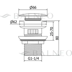 Balneo Bonde clic-clac avec trop-plein avec filtre à déchets, pour lavabo, finition chrome, laiton