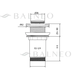 Balneo Bonde clic-clac sans trop-plein, pour lavabo, finition chrome, laiton