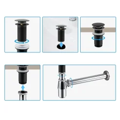Balneo Bonde clic-clac sans trop-plein, pour lavabo, finition gold, laiton