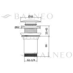 Balneo Bonde clic-clac sans trop-plein, pour lavabo, finition gold, laiton