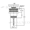 Balneo Bonde clic-clac universelle, pour lavabo, finition gold, laiton