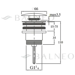 Balneo Bonde clic-clac universelle, pour lavabo, finition gold, laiton
