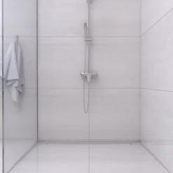 Balneo Profilé murale inclinée à gauche pour douche 120cm, acier inoxydable, finition inox, Pente de 1,5%