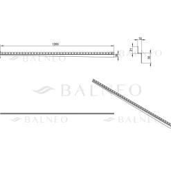 Balneo Profilé murale inclinée à gauche pour douche 120cm, acier inoxydable, finition inox, Pente de 1,5%
