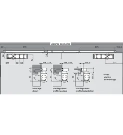 Bandeau Ferme portes à force réglable 1 à 3 poussant gauche gris Bricard Ensemble 2 Vantaux