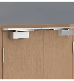 Bandeau Ferme portes à force réglable 1 à 3 poussant gauche gris Bricard Ensemble 2 Vantaux