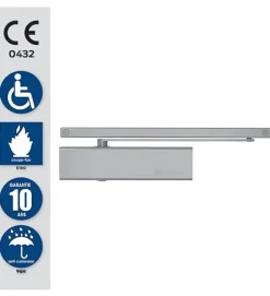 Bandeau Ferme portes à force réglable 1 à 3 poussant gauche gris Bricard Ensemble 2 Vantaux