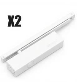 Bandeau Ferme portes double à force réglable 1 à 3 tirant gauche blanc Ensemble 2 Vantaux