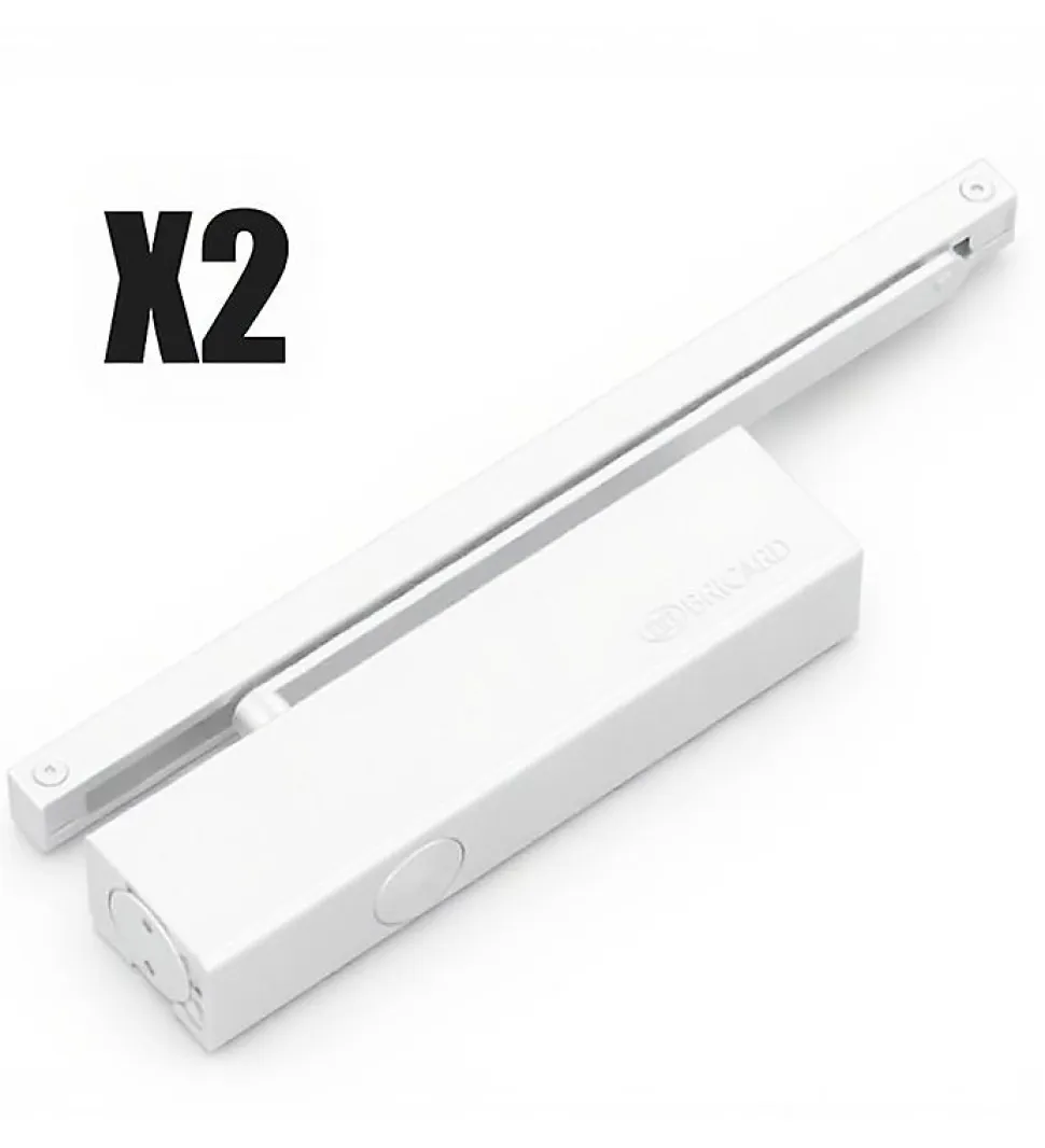 Bandeau Ferme portes double à force réglable 1 à 3 tirant gauche blanc Ensemble 2 Vantaux