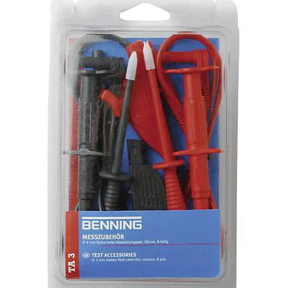 Benning TA 3 Set de cordons de mesure de sécurité 1 m, bananes mâles 4 mm, rouge et noir