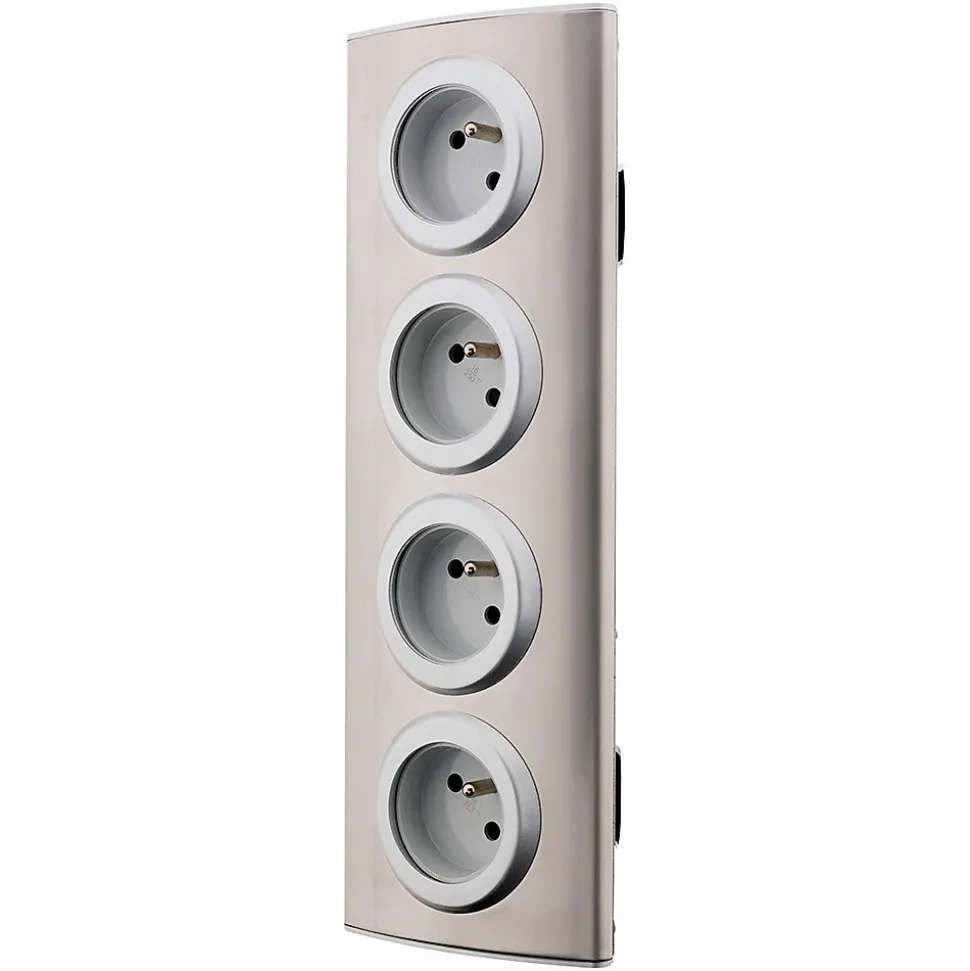 Bloc 4 prises 16A 2P+T à câbler - Gris - Zenitech