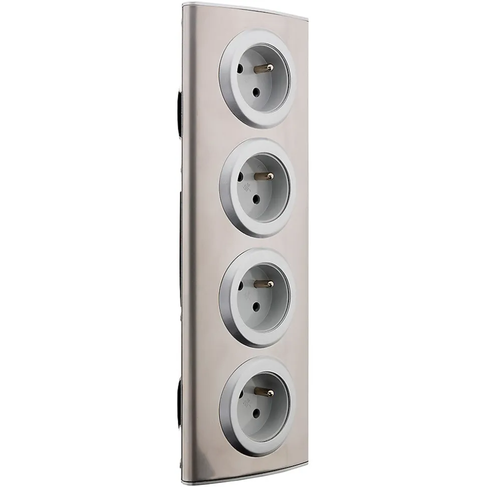 Bloc 4 prises 16A 2P+T à câbler - Gris - Zenitech