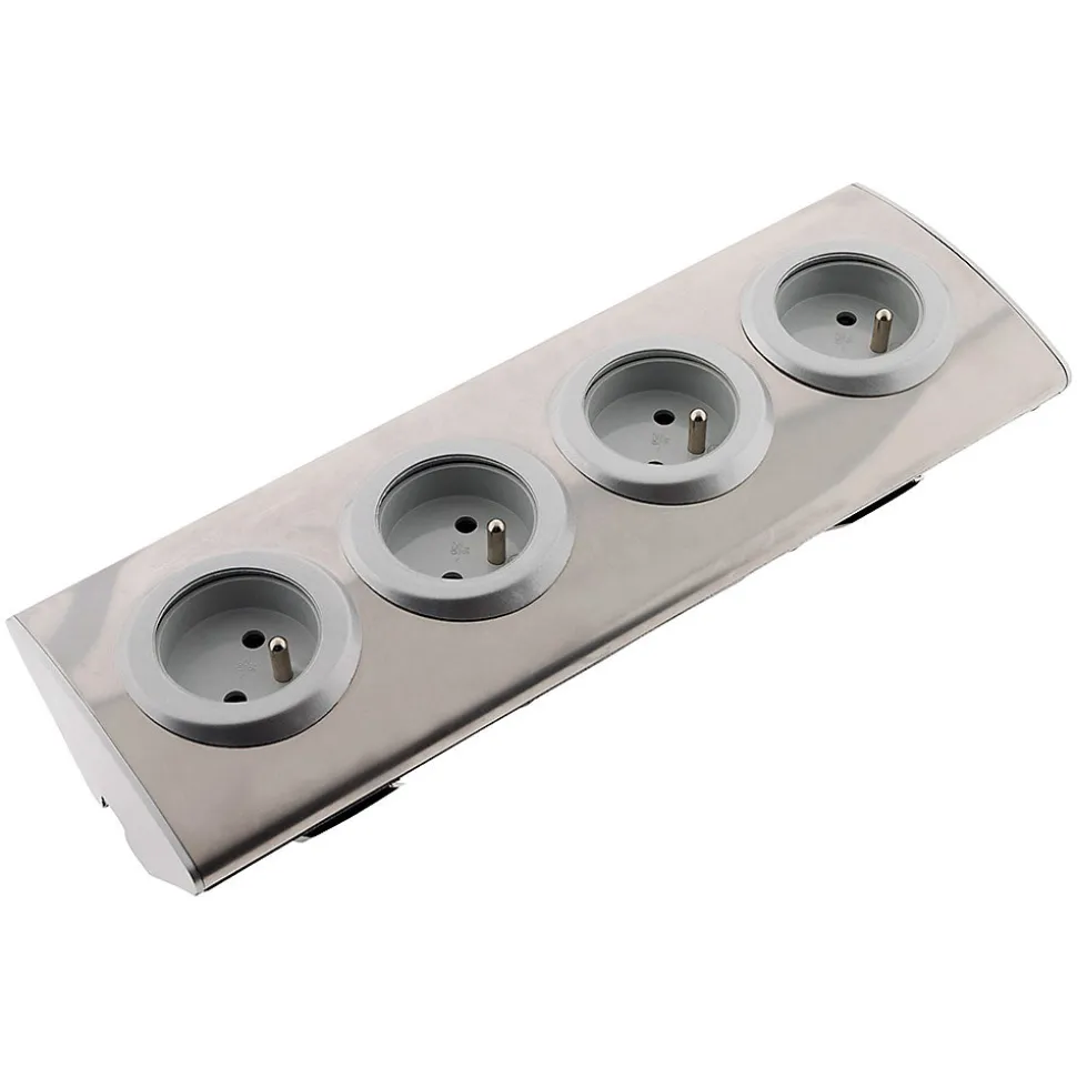 Bloc 4 prises 16A 2P+T à câbler - Gris - Zenitech