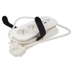 Bloc 2 prises avec terre + 2 USB Jacobsen blanc