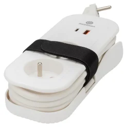 Bloc 2 prises avec terre + 2 USB Jacobsen blanc