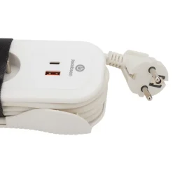 Bloc 2 prises avec terre + 2 USB Jacobsen blanc