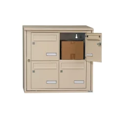 Bloc collectif leabox.com, 2x2, grade 3, simple face, Extérieur, fixation murale, Ivoire RAL 1015 finition brillante