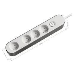 Bloc multiprise 4 ports Jacobsen blanc et gris