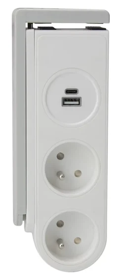 Bloc multiprise Gekko 4 prises blanc - clipsable - Otio