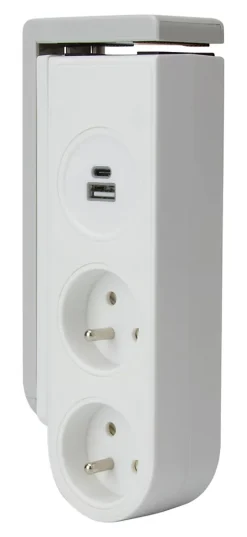 Bloc multiprise Gekko 4 prises blanc - clipsable - Otio