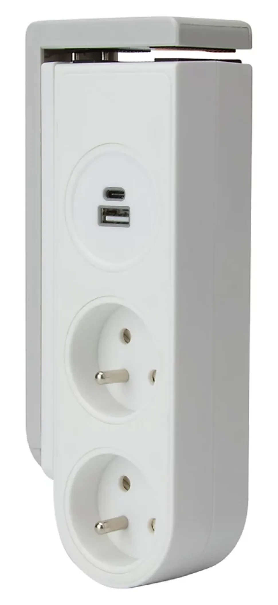 Bloc multiprise Gekko 4 prises blanc - clipsable - Otio