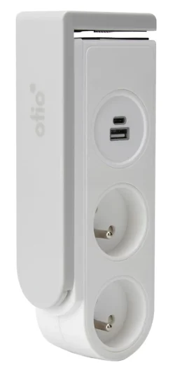 Bloc multiprise Gekko 4 prises blanc - clipsable - Otio