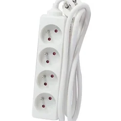 Bloc multiprise 4x16A 3500W câble 5m - blanc - Chacon