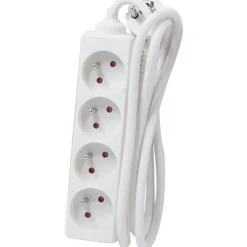 Bloc multiprise 4x16A 3500W câble 5m - blanc - Chacon