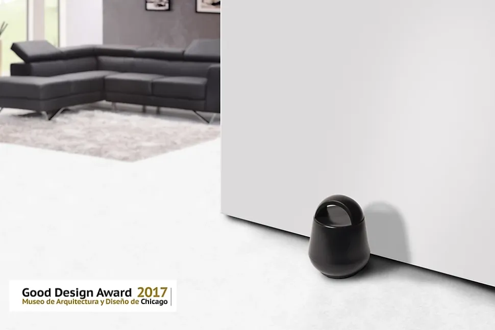 Bloque-porte soft touch Rei noir ⌀6,8x H.8,7 cm