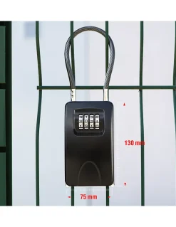 Boite à clé à combinaison, 4 chiffres, acier, 47x75mm, avec câble, noir - THIRARD