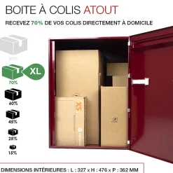 Boite à colis Atout 1 porte Rouge brillant RAL 3004 B