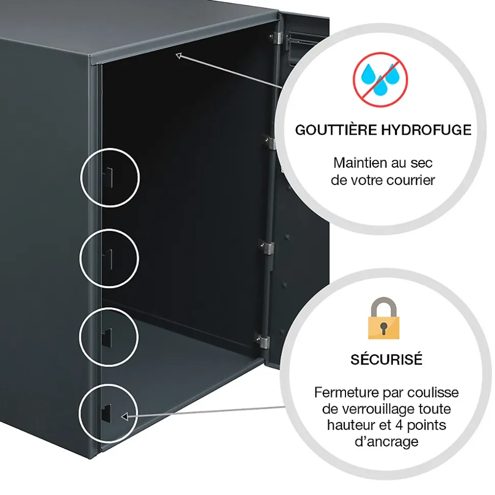 Boite à colis Atout 1 porte gris anthracite mat sablé RAL 7016 MS