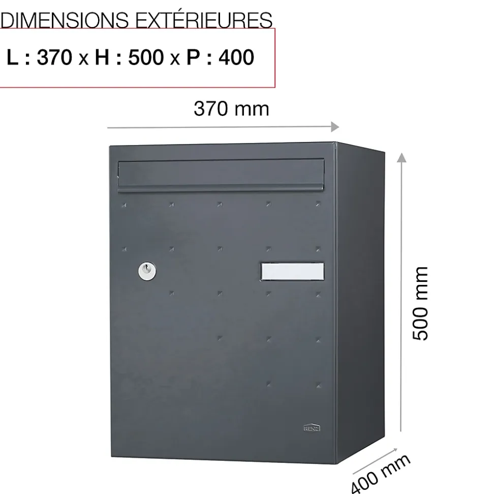 Boite à colis Atout 1 porte gris anthracite mat sablé RAL 7016 MS