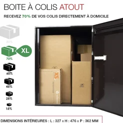 Boite à colis Atout 1 porte Brun brillant RAL 8019 B