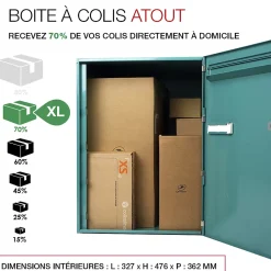 Boite à colis Atout 1 porte Vert brillant RAL 6033 B