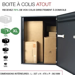 Boite à colis Atout 1 porte Noir Sablé RAL 2100MS