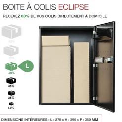 Boite à colis Eclipse 1 porte noir mat RAL 9005 M
