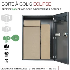 Boite à colis Eclipse 1 porte gris anthracite mat RAL 7016 M