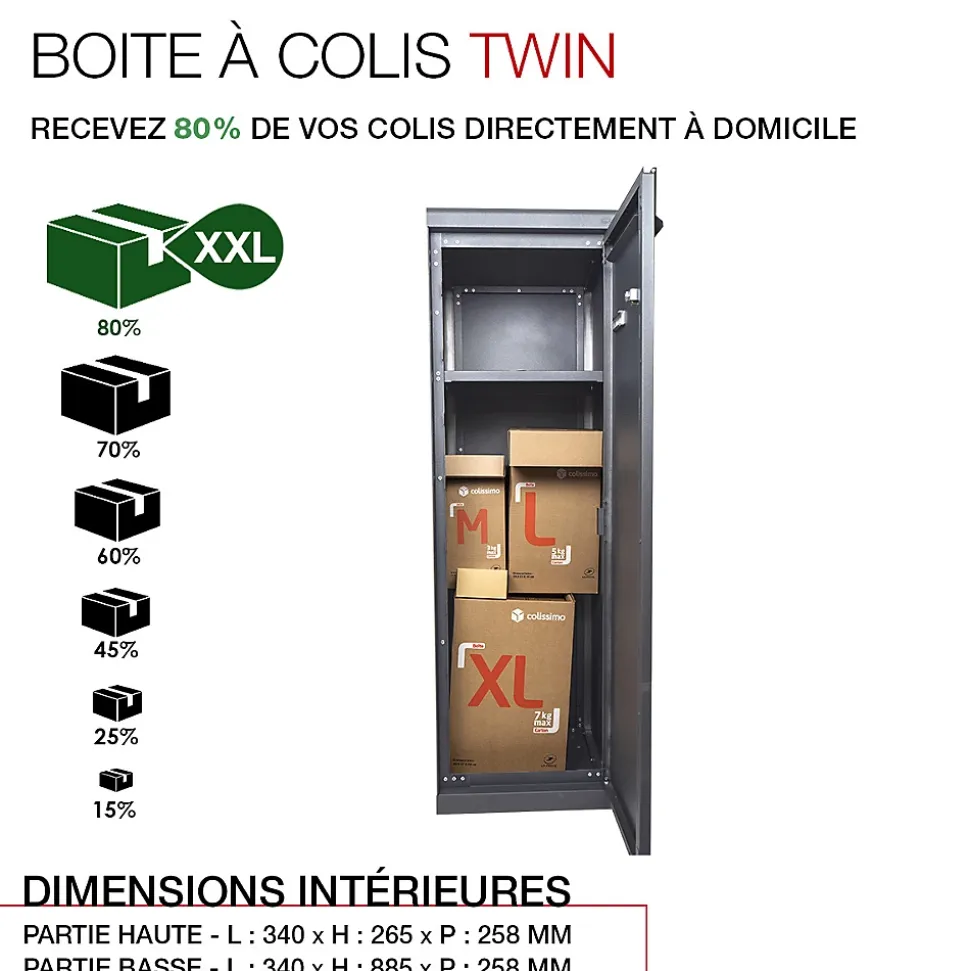 Boite à colis Twin L Gris anthracite 7016