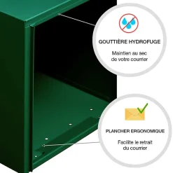 Boite aux lettres Préface 2 portes Vert brillant RAL 6005B