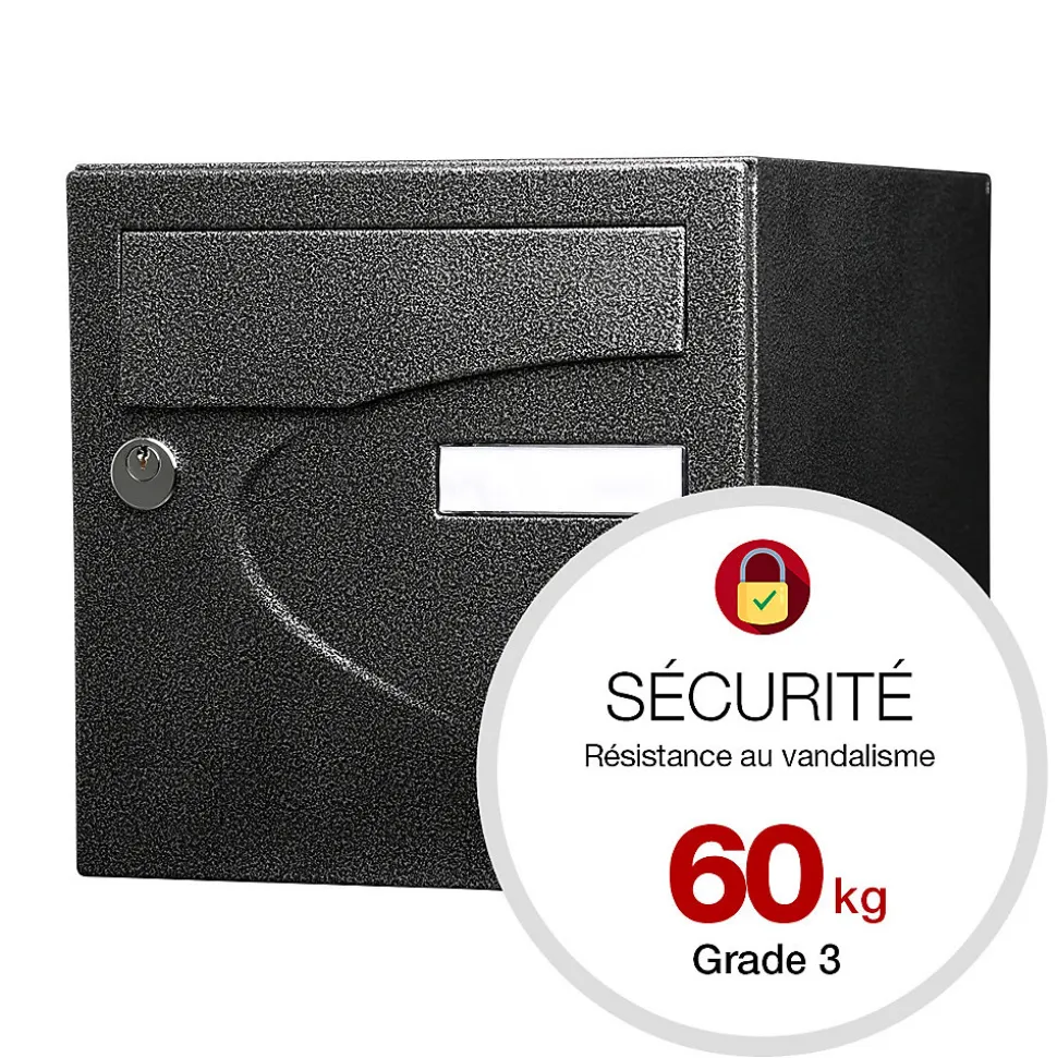 Boite aux lettres Préférence 1 porte noir décor RAL 9005 D