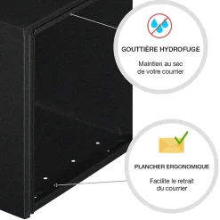 Boite aux lettres Préférence 1 porte noir décor RAL 9005 D