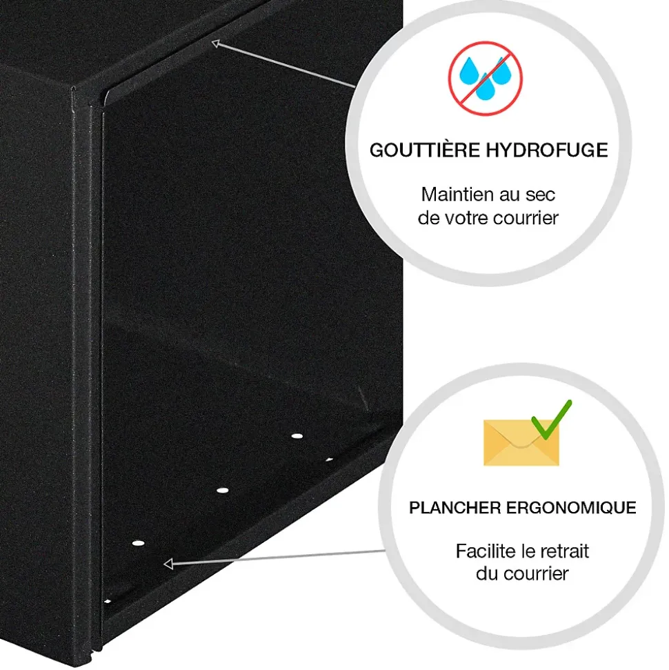Boite aux lettres Préférence 1 porte noir décor RAL 9005 D