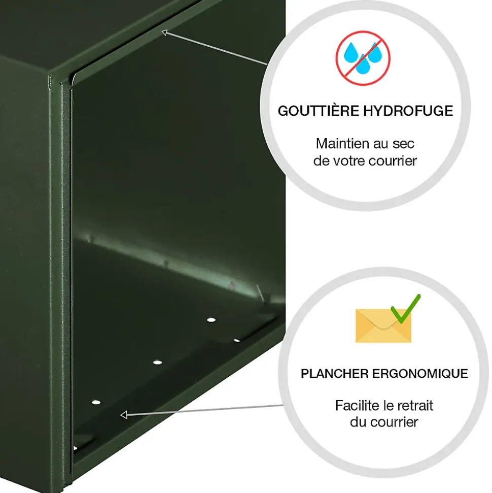 Boite aux lettres Soléa 1 porte Vert mat sablé RAL 6007 MS