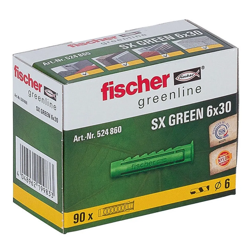 Boite De 90 Chevilles À Expansion Fischer Sx - Vert