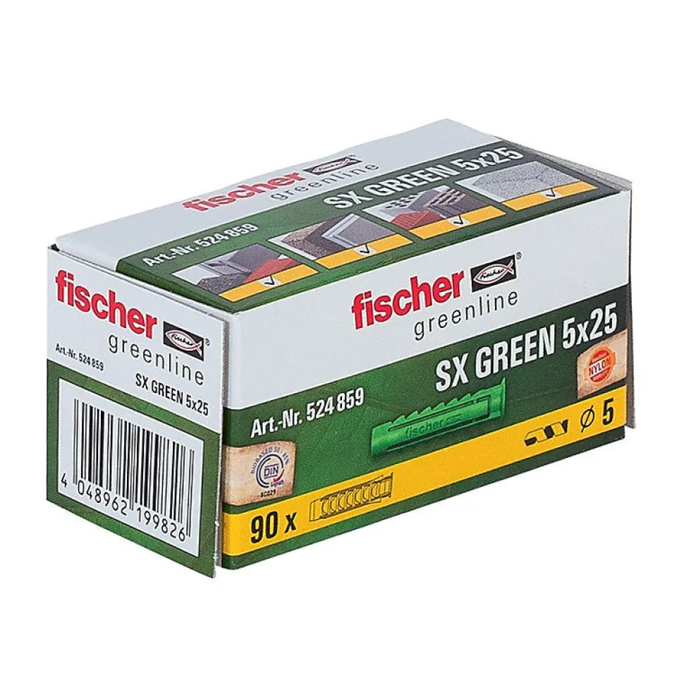 Boite De 90 Chevilles À Expansion Fischer Sx - Vert
